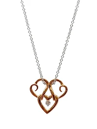10K Rose & White 0.043cttw Canadian Diamond Triple Heart Pendant, 18"