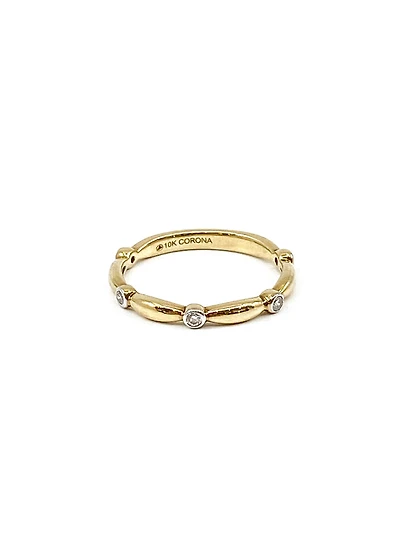 10K Yellow Gold 0.10cttw Diamond Stacking Ring / Band, size 6.5