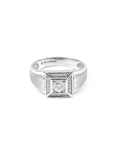 10K White Gold Gents 0.30cttw Canadian Diamond Ring, size 10