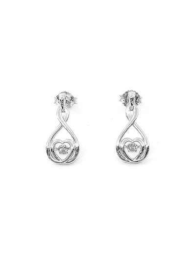 10K White Gold 0.02cttw Diamond Dangle/Drop Heart Shaped Earrings