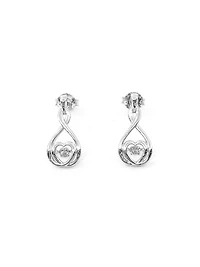 10K White Gold 0.02cttw Diamond Dangle/Drop Heart Shaped Earrings