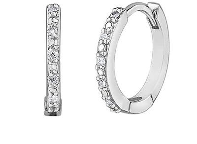 10K White Gold 0.05cttw Diamond Hoop / Huggie Earrings