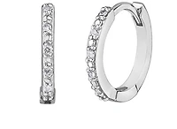 10K White Gold 0.05cttw Diamond Hoop / Huggie Earrings