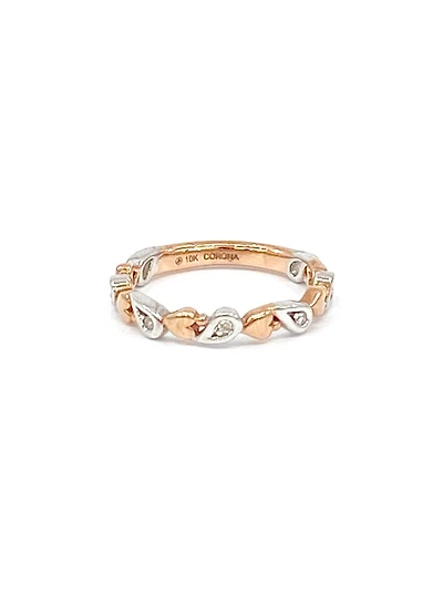 10K White & Rose Gold 0.05cttw Diamond Heart Ring, size 6.5