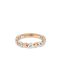 10K White & Rose Gold 0.05cttw Diamond Heart Ring, size 6.5