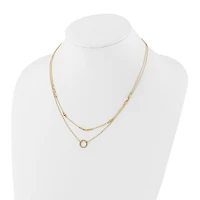 14k Polished Double Layer Necklace - 18 Inches
