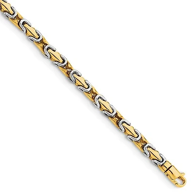 14K Two-tone 4.2mm Hand Polished Fancy Byzantine Link with Lobster Clasp Chain