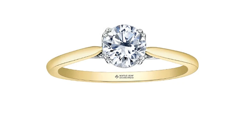 18K Yellow and Palladium Gold 0.536cttw Canadian Diamond Ring - Size 6.25