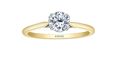 18K Yellow and Palladium Gold 0.536cttw Canadian Diamond Ring - Size 6.25