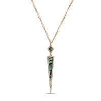 14K Yellow Gold Abalone Shell and 0.17cttw Diamond Necklace, 18"