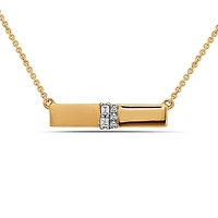 14K Yellow Gold 0.06cttw Diamond Bar Pendant, 18"