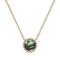 14K Yellow Gold 0.67cttw Abalone Shell and 0.09cttw Diamond Necklace, 18"