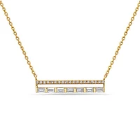 14K Yellow Gold 0.22cttw Diamond Bar Pendant, 18"