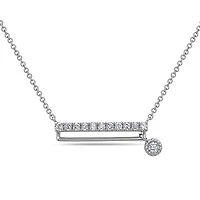 14K White Gold 0.18cttw Diamond Bar Pendant, 18"