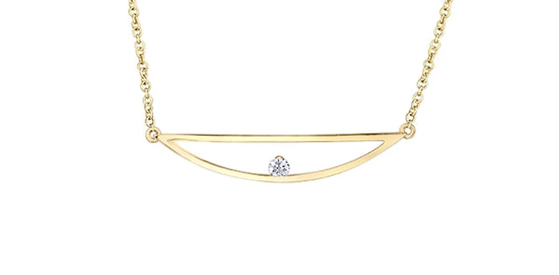 10K Yellow Gold 0.04cttw Canadian Diamond Necklace, 18"