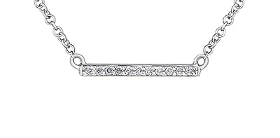 10K White Gold 0.055cttw Diamond Bar Necklace, 18"