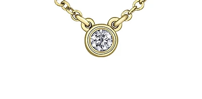 14K Yellow Gold 0.10cttw, 0.14cttw & 0.18cttw Canadian Diamond Bezel Set Pendant, 18"