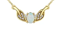 10K Yellow Gold 0.50cttw Opal and 0.10cttw Diamond Necklace - 18 Inches
