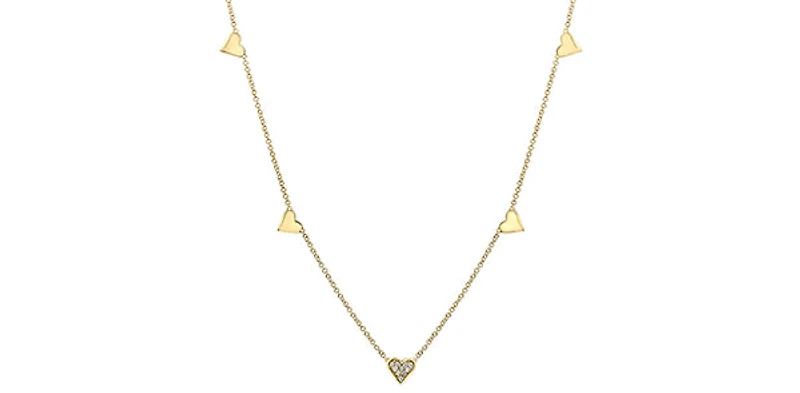 10K Yellow Gold 0.05cttw Diamond Heart Pendant, 18"