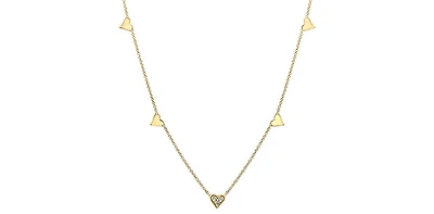 10K Yellow Gold 0.05cttw Diamond Heart Pendant, 18"