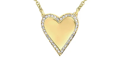 10K Yellow Gold 0.14cttw Diamond Heart Pendant, 18"