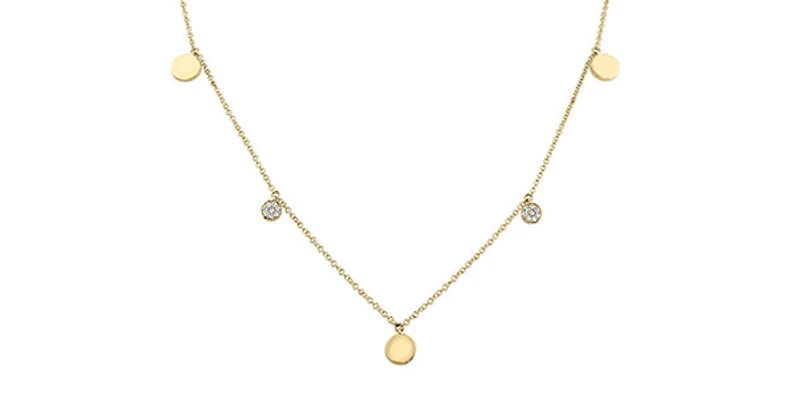 10K Yellow Gold 0.08cttw Diamond Necklace - 18"