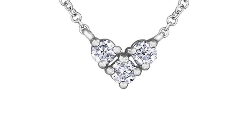10K White Gold 0.25cttwDiamond Heart Pendant, 18"