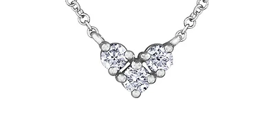 10K White Gold 0.25cttwDiamond Heart Pendant, 18"