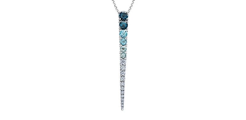14K Gold 1.00cttw Canadian Diamond and Blue Topaz Pendant, 18"