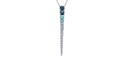 14K Gold 1.00cttw Canadian Diamond and Blue Topaz Pendant, 18"