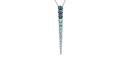 14K Gold 0.25cttw Canadian Diamond and Blue Topaz Pendant, 18"