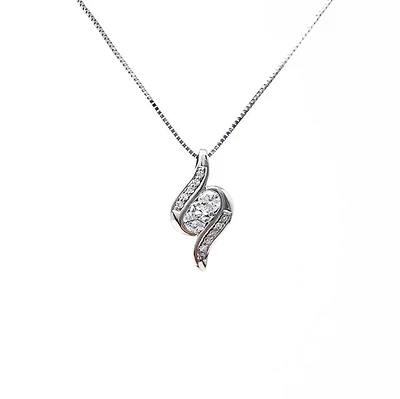 10K White Gold 0.25cttw Diamond Pendant, 18"