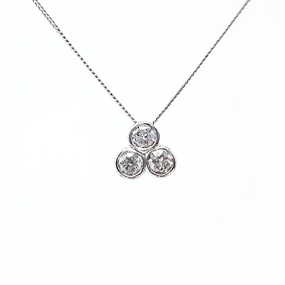 10K White Gold 0.25cttw Trinity Diamond Pendant, 18"