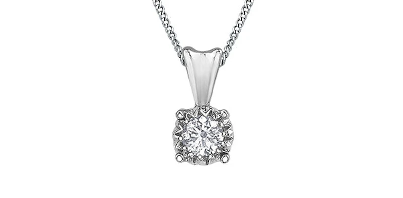 10K Gold 0.07cttw 4 Claw Illusion Setting Diamond Pendant