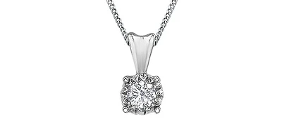 10K Gold 0.07cttw 4 Claw Illusion Setting Diamond Pendant