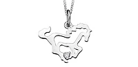 Sterling Silver 0.02cttw Canadian Diamond Horse Pendant, 18"