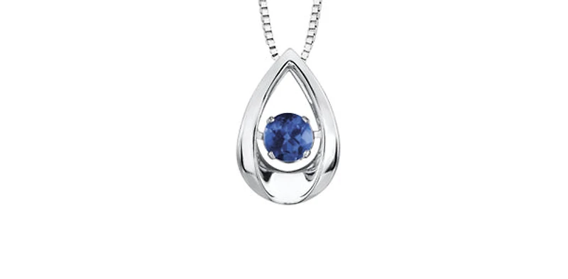 10K White Gold 0.20cttw Genuine Sapphire Pendant, 18"