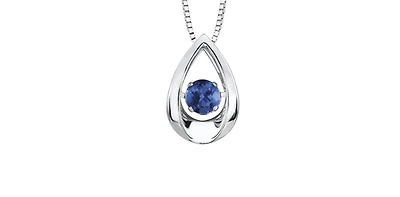 10K White Gold 0.20cttw Genuine Sapphire Pendant, 18"