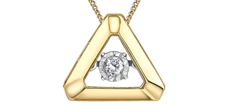 10K Yellow Gold 0.05cttw Diamond Pendant, 18"