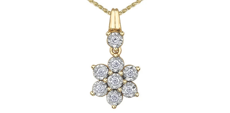 10K Yellow Gold 0.20cttw Diamond Pendant - 18"