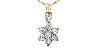 10K Yellow Gold 0.20cttw Diamond Pendant - 18"