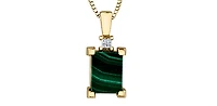 10K Genuine Malachite & 0.044cttw Canadian Diamond Pendant, 18"