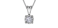 10K White Gold 0.20cttw Diamond Solitaire Pendant, 18"