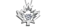 10K White Gold 0.04 Canadian Diamond Maple Leaf Pendant