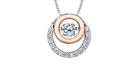 10K White & Rose Gold 0.38cttw Diamond Eternity / Double Circle Necklace, 18"