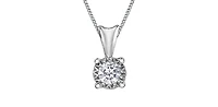 10K White Gold 0.10cttw Diamond Solitaire Pendant, 18"