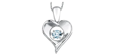 Sterling Silver 0.10cttw Aquamarine Pulse Pendant, 18"