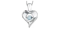 Sterling Silver 0.10cttw Aquamarine Pulse Pendant, 18"