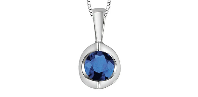 10K White Gold Genuine Sapphire Pendant