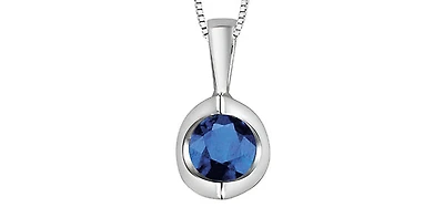 10K White Gold Genuine Sapphire Pendant